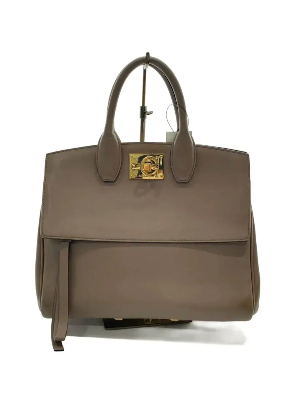 Salvatore Ferragamo Studio Leather 2Way Shoulder Bag Gray